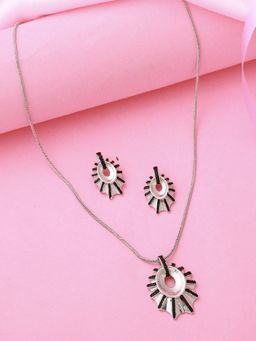 Estele - Rhodium Plated Autumn Leaf Designer Necklace Set for Women